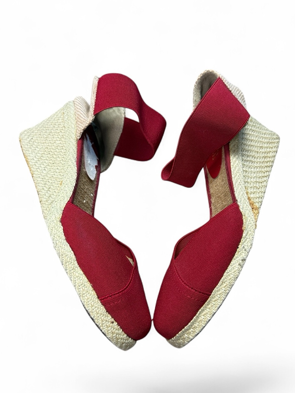 Lauren Ralph Lauren Red Canvas Espadrille Wedge Sandals with Ankle Strap - Picture 2 of 9